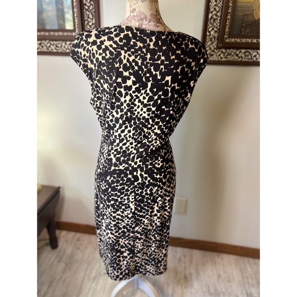 Vintage LAUREN Ralph Lauren Dress SZ 10  Animal Print Sleeveless Ruched - Picture 8 of 11